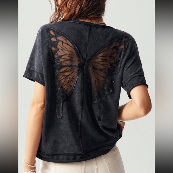 Boho butterfly cutout cotton blouse - Picture 7 of 7